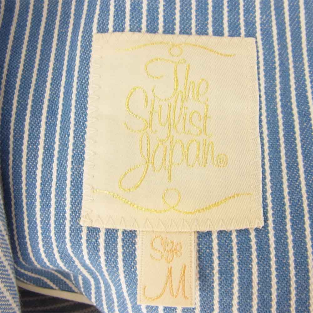 The Stylist Japan ザスタイリストジャパン ストライプ フォーピース セットアップ ジャケット ベスト パンツ ショーツ セット ライトブルー系 M【中古】