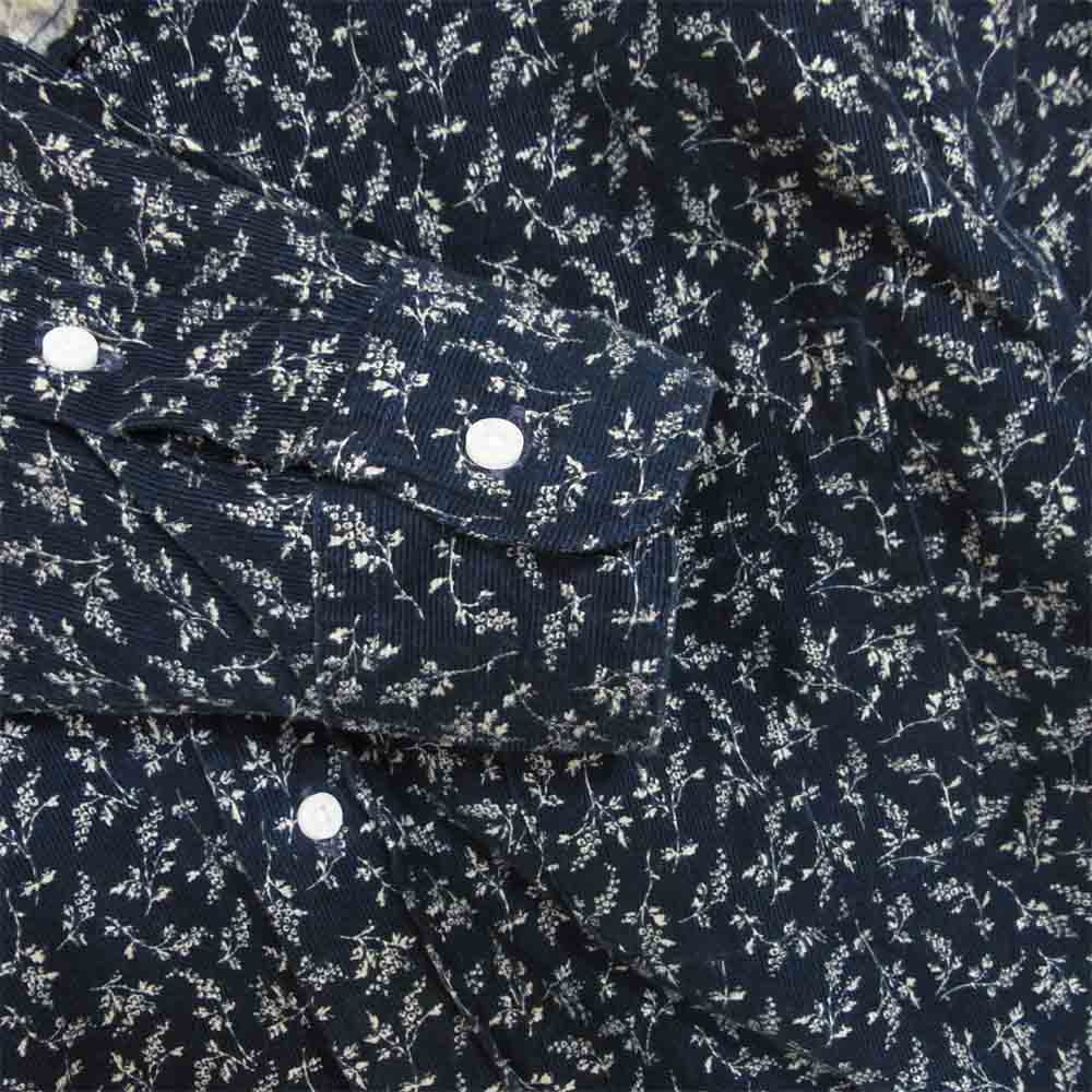 ギットマンブラザーズ 花柄 コーデュロイ ボタンダウン シャツ ダークネイビー系 L【中古】