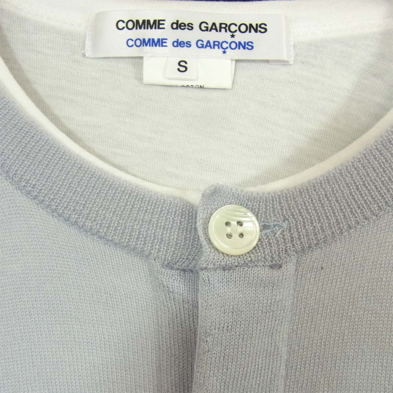 COMME des GARCONS コムデギャルソン コムコム イタリア製 S14T015 カーディガン ドッキング 半袖 カットソー グレー×白  S【中古】