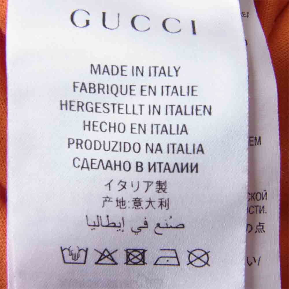 GUCCI グッチ 国内正規 ヴィンテージ加工 GGロゴ プリント Tシャツ オレンジ系 L【中古】