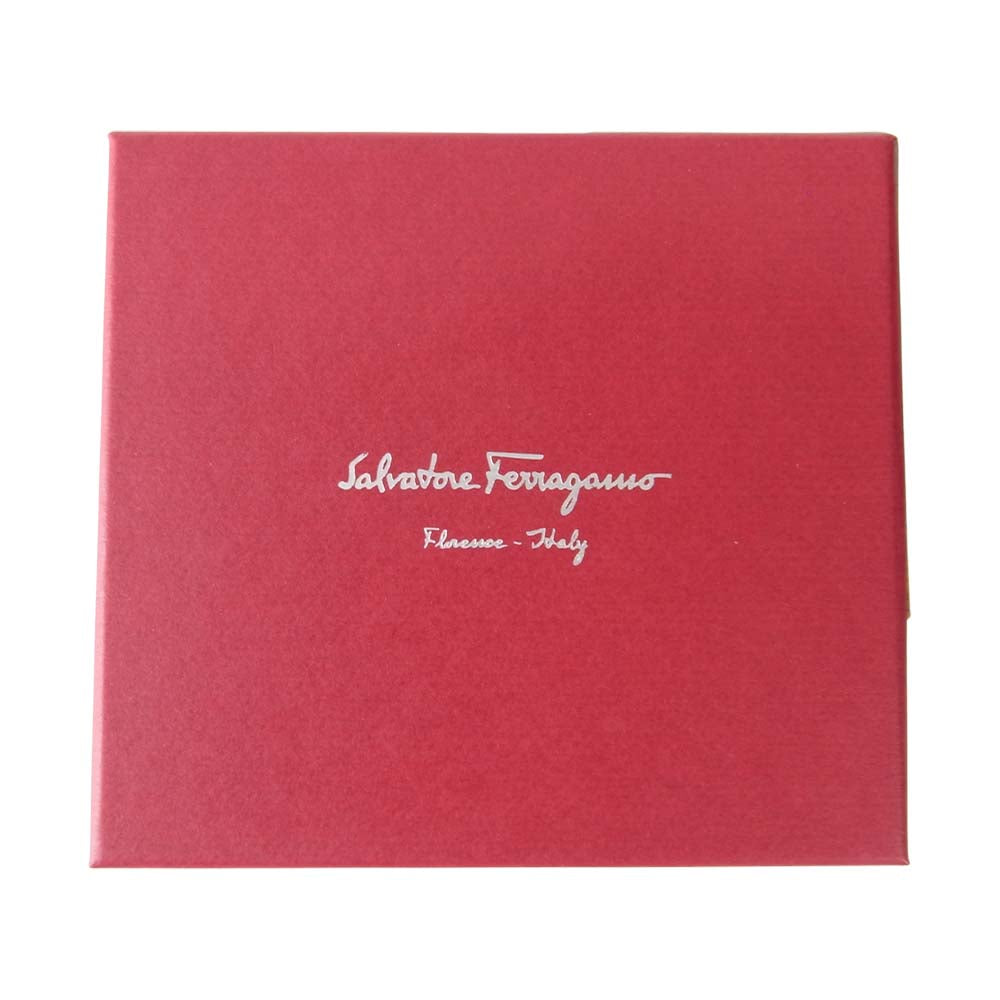 Salvatore Ferragamo サルヴァトーレフェラガモ ダブルガンチーニ 二つ折り 財布 ネイビー系【美品】【中古】