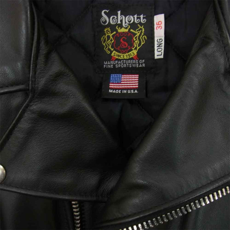 ☆新品☆ Schott 613UST ダブルライダースジャケット　7164 黒