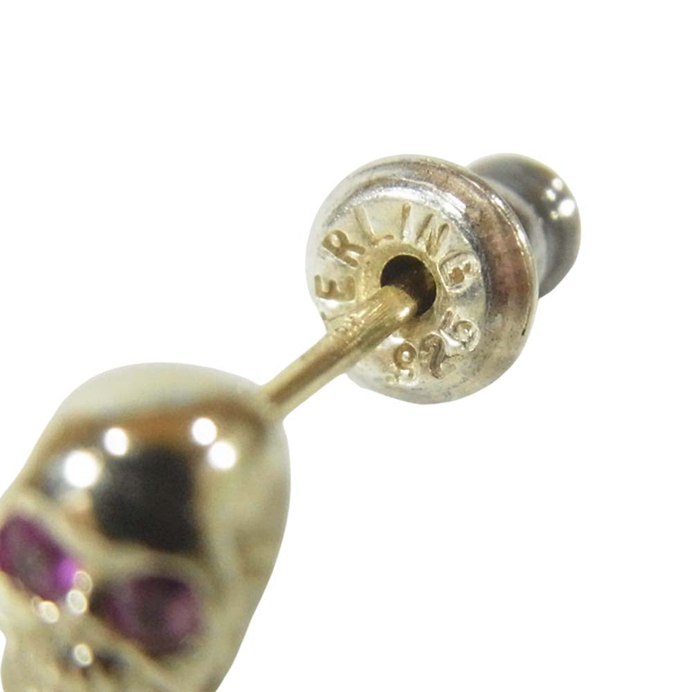 ROYAL ORDER ロイヤルオーダー K18 スカル スタッズ ピアス シルバー925 ゴールド系【中古】