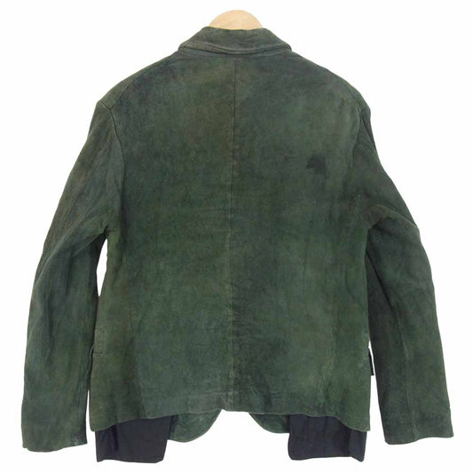 Paul Harnden ポールハーデン Men's Blazer Jacket スエード レザー ブレザー ジャケット モスグリーン系 XS【中古】
