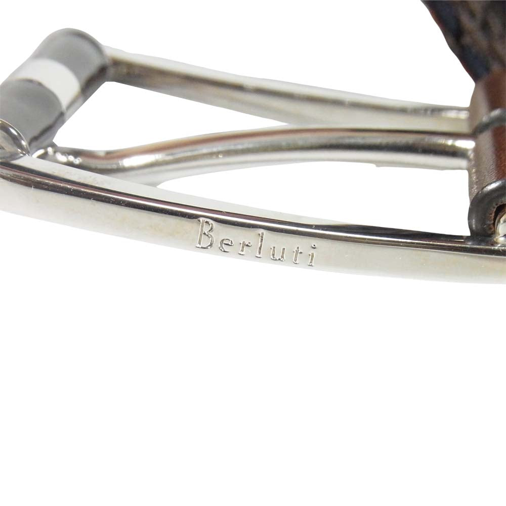 Berluti ベルルッティ イントレチャート シナリオ コットン ベルト イタリア製 ブラック系【中古】