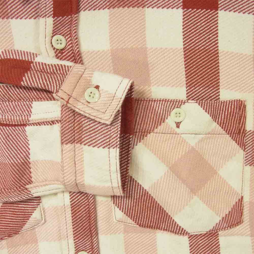 FULLCOUNT フルカウント ORIGINAL CHECK NEL SHIRTS マチ付 ヘビーネル チェック 長袖 シャツ レッド系 ホワイト系 42【中古】