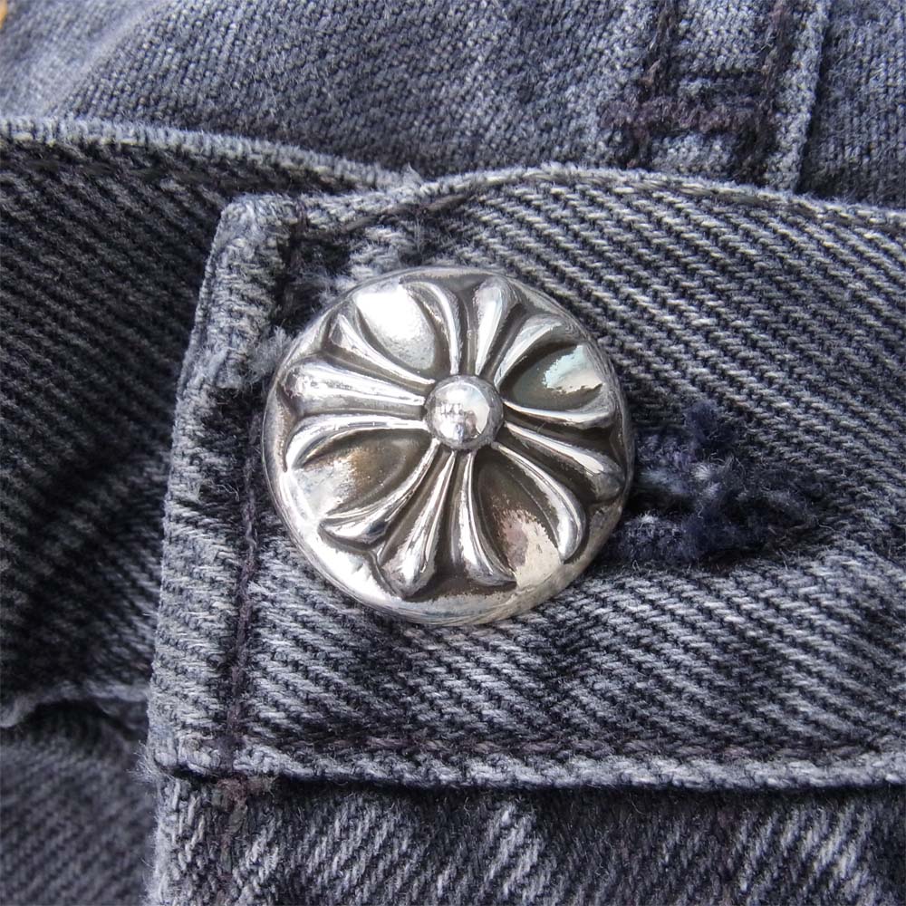 CHROME HEARTS クロムハーツ(原本無) LEVI'S リーバイス 501 レザークロスパッチ デニムパンツ ブラック系【美品】【中古】