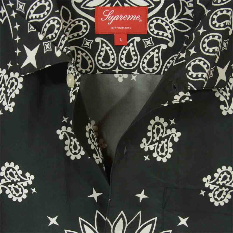 SUPREME シュプリーム 21SS Bandana Silk Shirt バンダナ総柄シルク半袖シャツ ブラック