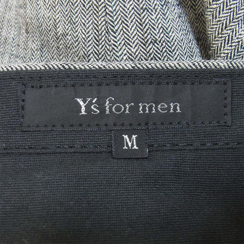 Yohji Yamamoto ヨウジヤマモト Y's for men ワイズフォーメン レーヨン混 ヘリンボーン 2タック パンツ グレー系 M【中古】