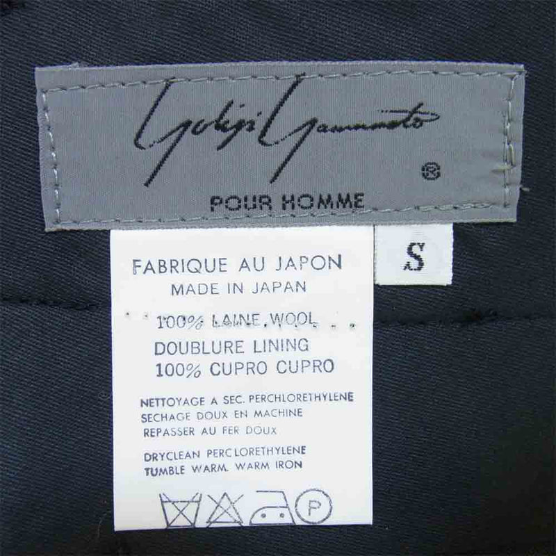 Yohji Yamamoto ヨウジヤマモト POUR HOMME プールオム 80s 丸ロゴ 初期タグ ウールギャバジン 2タック パンツ  ブラック系 S【中古】