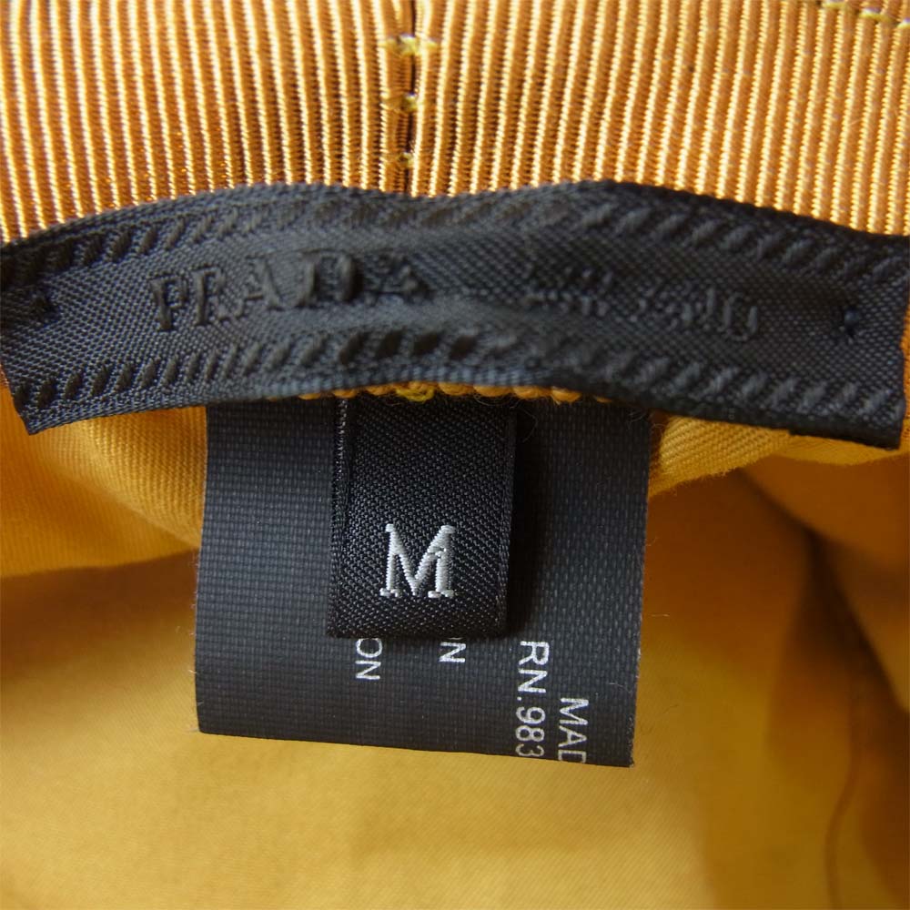 PRADA プラダ ロゴプレート ナイロン バケットハット イエロー系 M【美品】【中古】