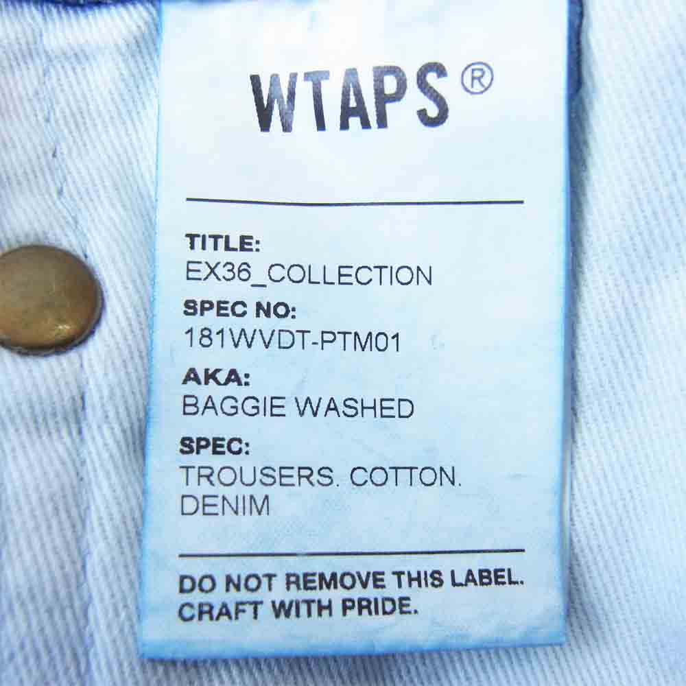 WTAPS ダブルタップス 18SS 181WVDT-PTM01 BAGGIE WASHED TROUSERS ウォッシュ加工 テーパード デニム パンツ インディゴブルー系 1【中古】