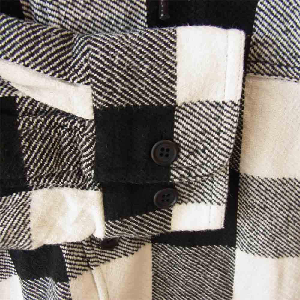 DESCENDANT ディセンダント 19SS SPICOLI HOODED LS SHIRT フード付き バッファローチェック ヘビー ネルシャツ ブラック系×ホワイト系 3【中古】