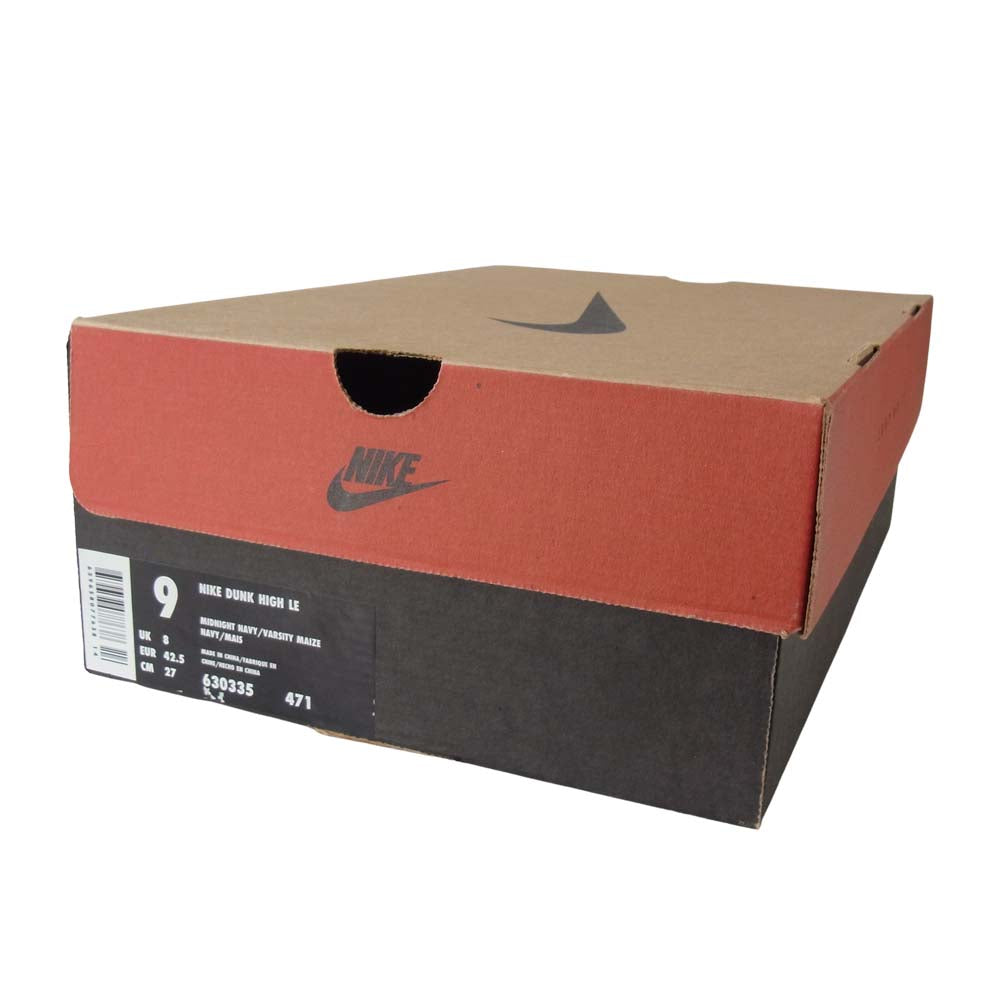 NIKE ナイキ 630335-471 99年復刻 DUNK HIGH LE Michigan ダンク ハイ ミシガン スニーカー MIDNIGHT NAVY VARSITY MAIZE ネイビー系×イエロー系 27【極上美品】【中古】