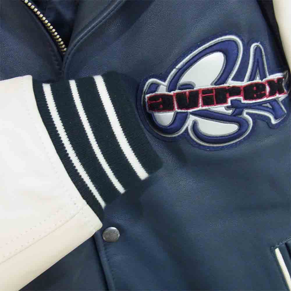 AVIREX アヴィレックス ?6161086 NEW YORK LEATHER JACKET ニューヨーク ラムレザー ネイビー系 L【中古】