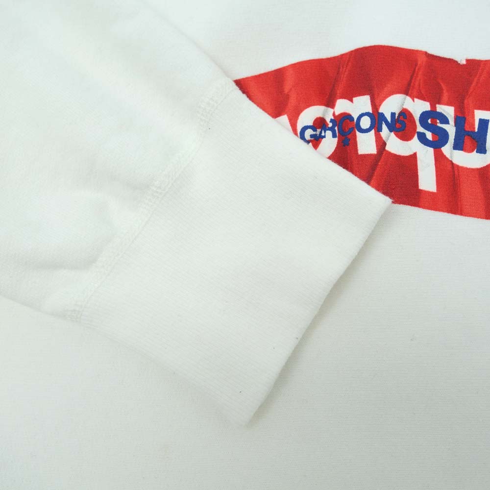 Supreme シュプリーム ×COMME des GARCONS SHIRTコムデギャルソン シャツ 17SS Box Logo Hooded Sweatshirt ボックス ロゴ プルオーバー パーカー ホワイト系 L【中古】