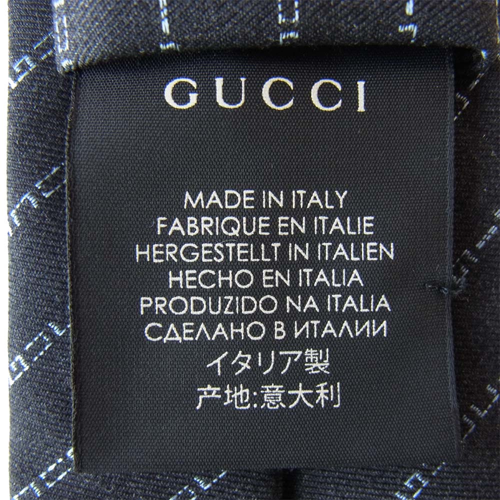 GUCCI グッチ 国内正規品 ロゴストライプ レジメンタル ネクタイ チャコール系【美品】【中古】
