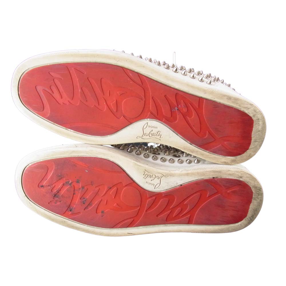 Christian Louboutin クリスチャンルブタン LOUIS FLAT SPIKES ハイカット スパイク スタッズ スニーカー ホワイト系 41.5【中古】