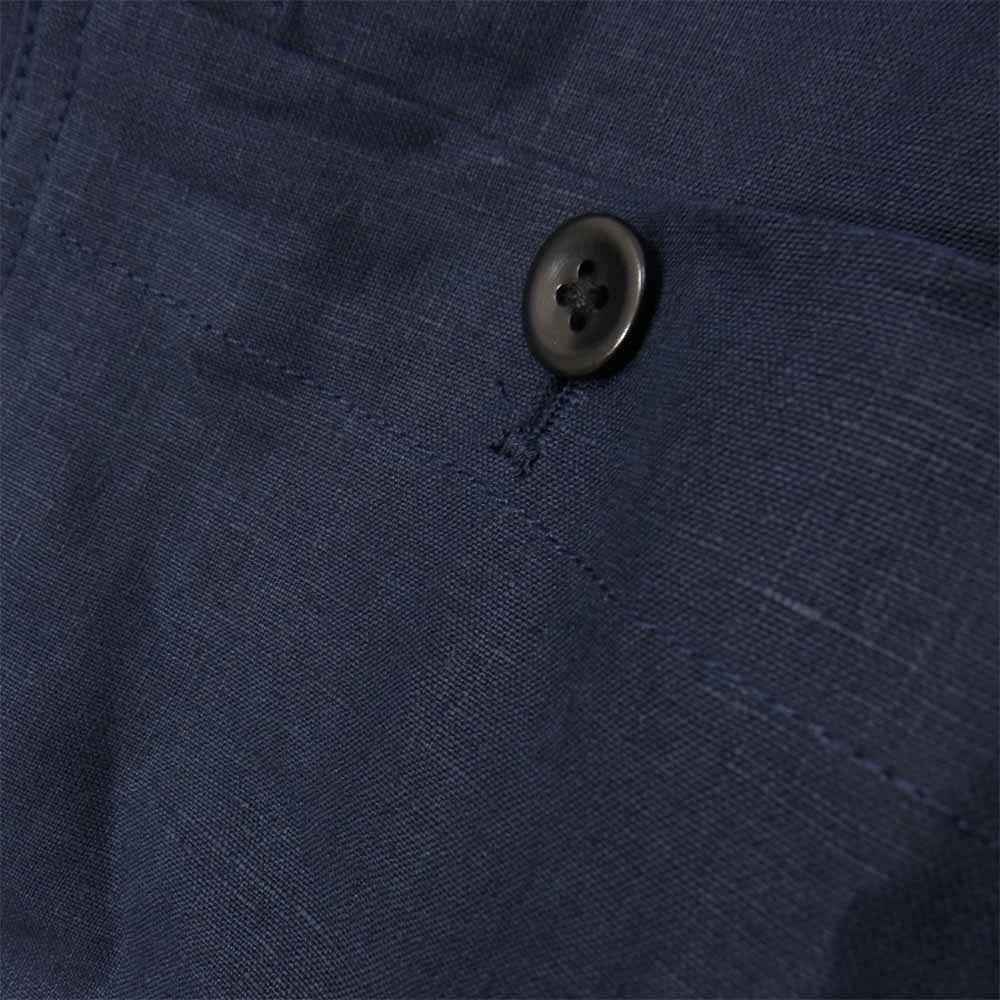 アナトミカ スタンドカラー リネン 長袖 シャツ ネイビー系 S【美品】【中古】