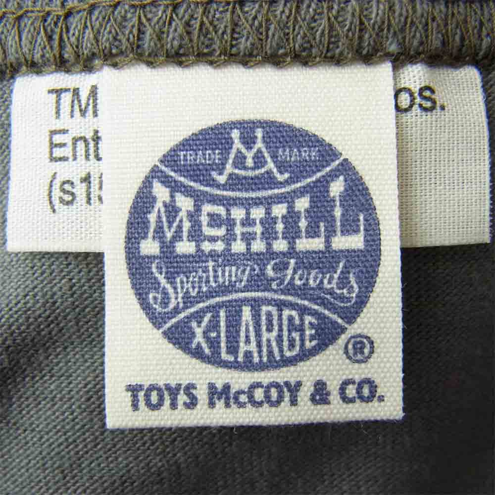 TOY'S McCOY トイズマッコイ 前Vガゼット マイティー エース フロント プリント ミリタリー Tシャツ カーキ系 XL【美品】【中古】