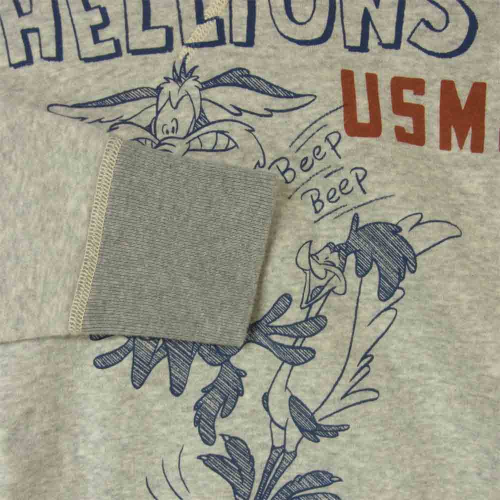 TOY'S McCOY トイズマッコイ HELLIONS.U.S.M.C 両Vガゼット ワイリーコヨーテ ロードランナー ミリタリー スウェット トレーナー グレー系 XXL【美品】【中古】