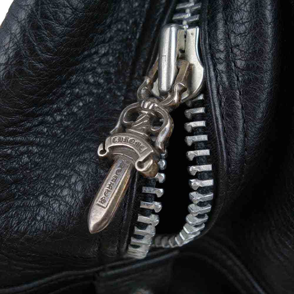 CHROME HEARTS クロムハーツ(原本無) GYM ジム バッグ セメタリークロス パッチ CHチャーム ミディアム レザー ブラック系【中古】
