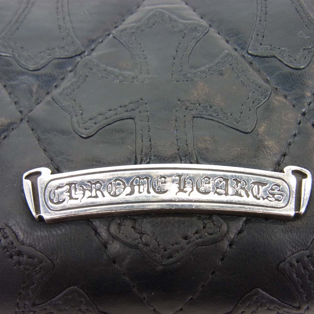 CHROME HEARTS クロムハーツ(原本無) REC F ZIP QUILTED セメタリークロス キルティング レザー ウォレット 財布 ブラック系【中古】