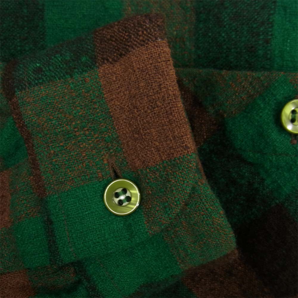 TENDERLOIN テンダーロイン T-WOOL SHT P ブロックチェック ウール シャツ グリーン系 S【中古】