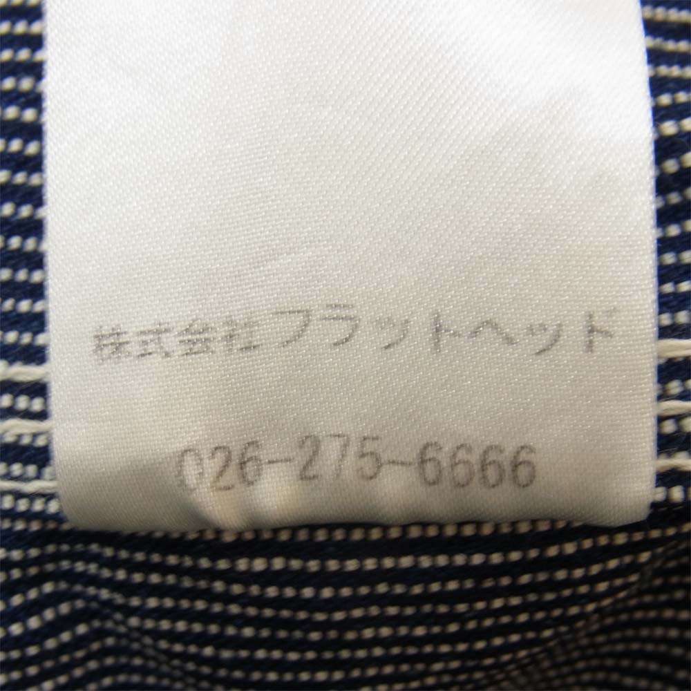 THE FLAT HEAD ザフラットヘッド ヒッコリー ワーク シャツ PIN HICKORY S/S WORK SHIRT ネイビー系 36【中古】