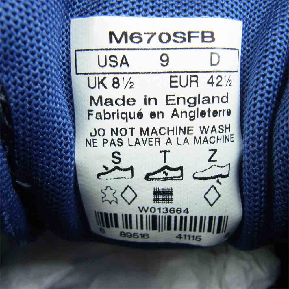 NEW BALANCE ニューバランス M670SFB 英国製 スエード ローカット スニーカー ネイビー系 US9【極上美品】【中古】