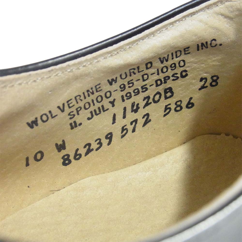 WOLVERINE ウルヴァリン Deadstock 95年製 U.S.NAVY ミリタリー サービス シューズ ブラック系 28【新古品】【未使用】【中古】