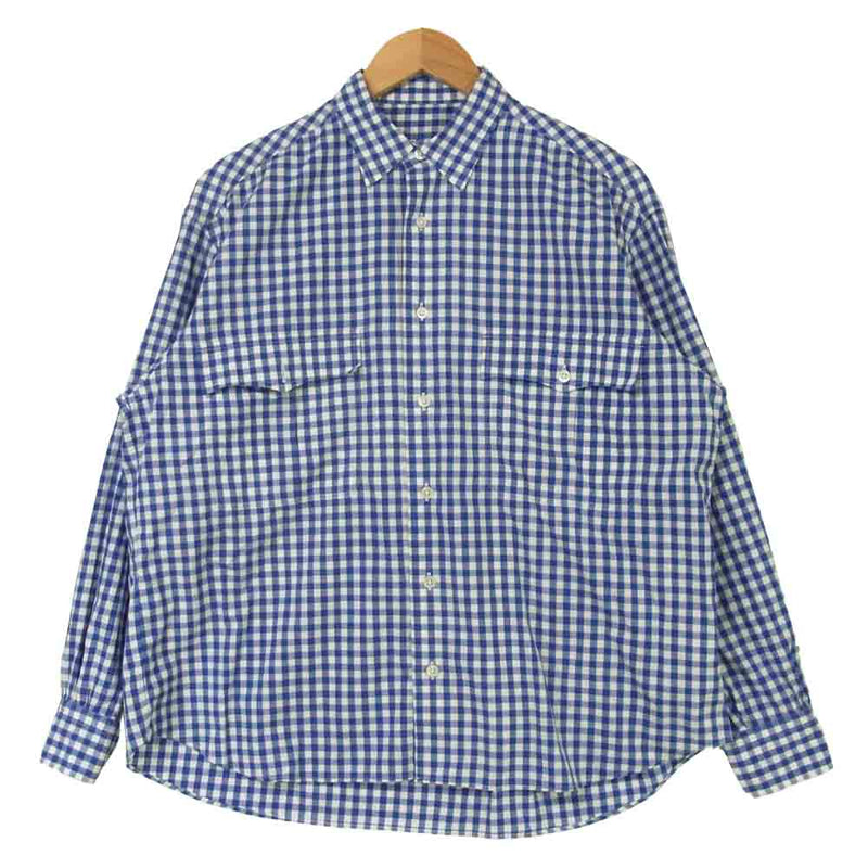 porter classic ロールアップシャツ　ギンガムチェック　ブルー
