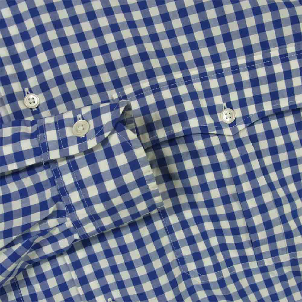 PORTER CLASSIC ポータークラシック ROLL UP TRICOLOR GINGHAM CHECK SHIRT ロールアップ ギンガムチェック 長袖 シャツ ブルー系 ホワイト系 S【中古】
