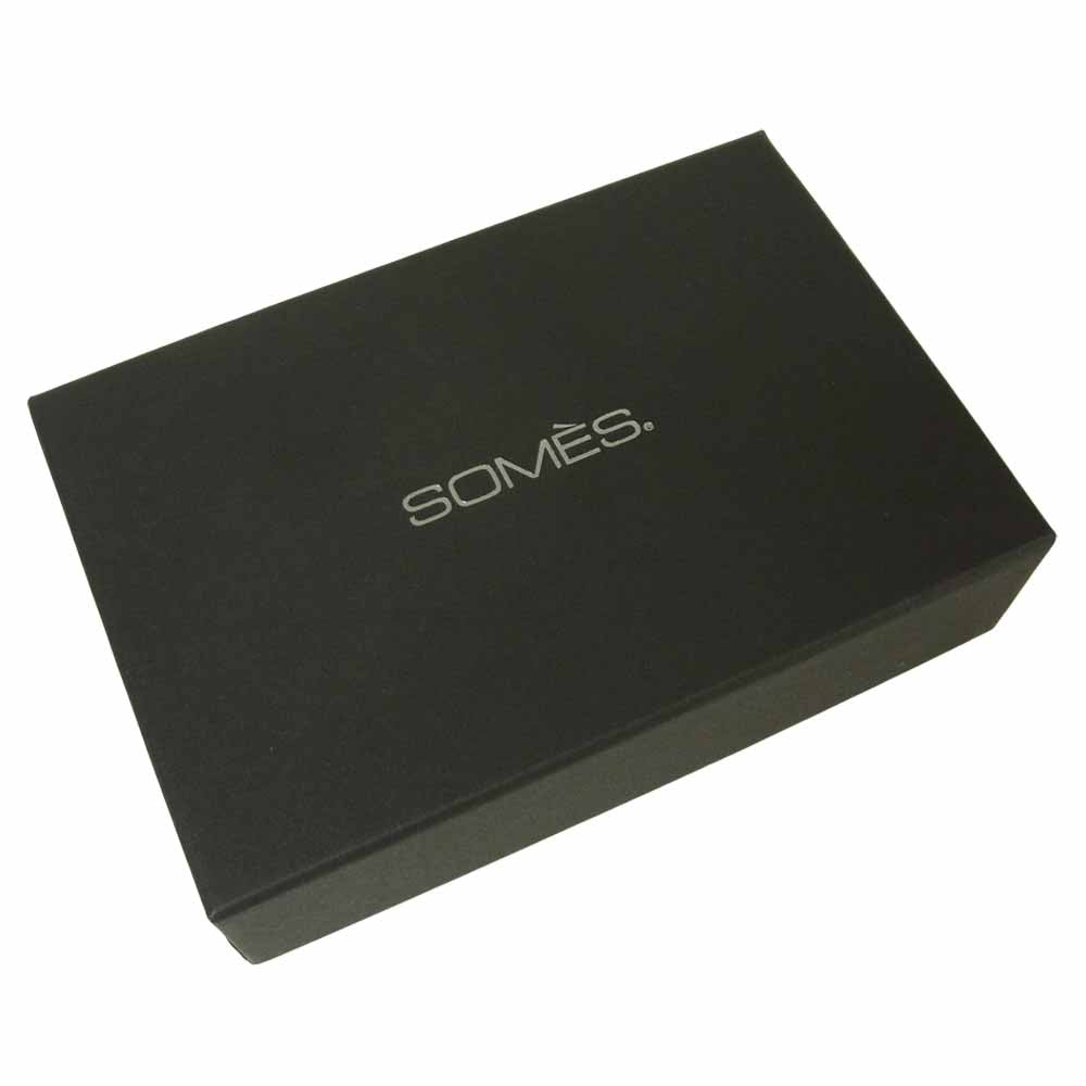 ソメスサドル レザー 牛革 パスケース 日本製 ネイビー系【美品】【中古】