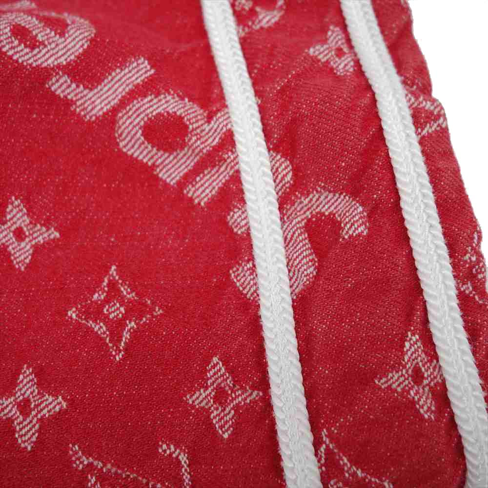 Supreme シュプリーム 17AW × ルイヴィトン LOUIS VUITTON LV Jacquard Denim Baseball Jersey デニム ベースボール 半袖シャツ レッド系 L【中古】