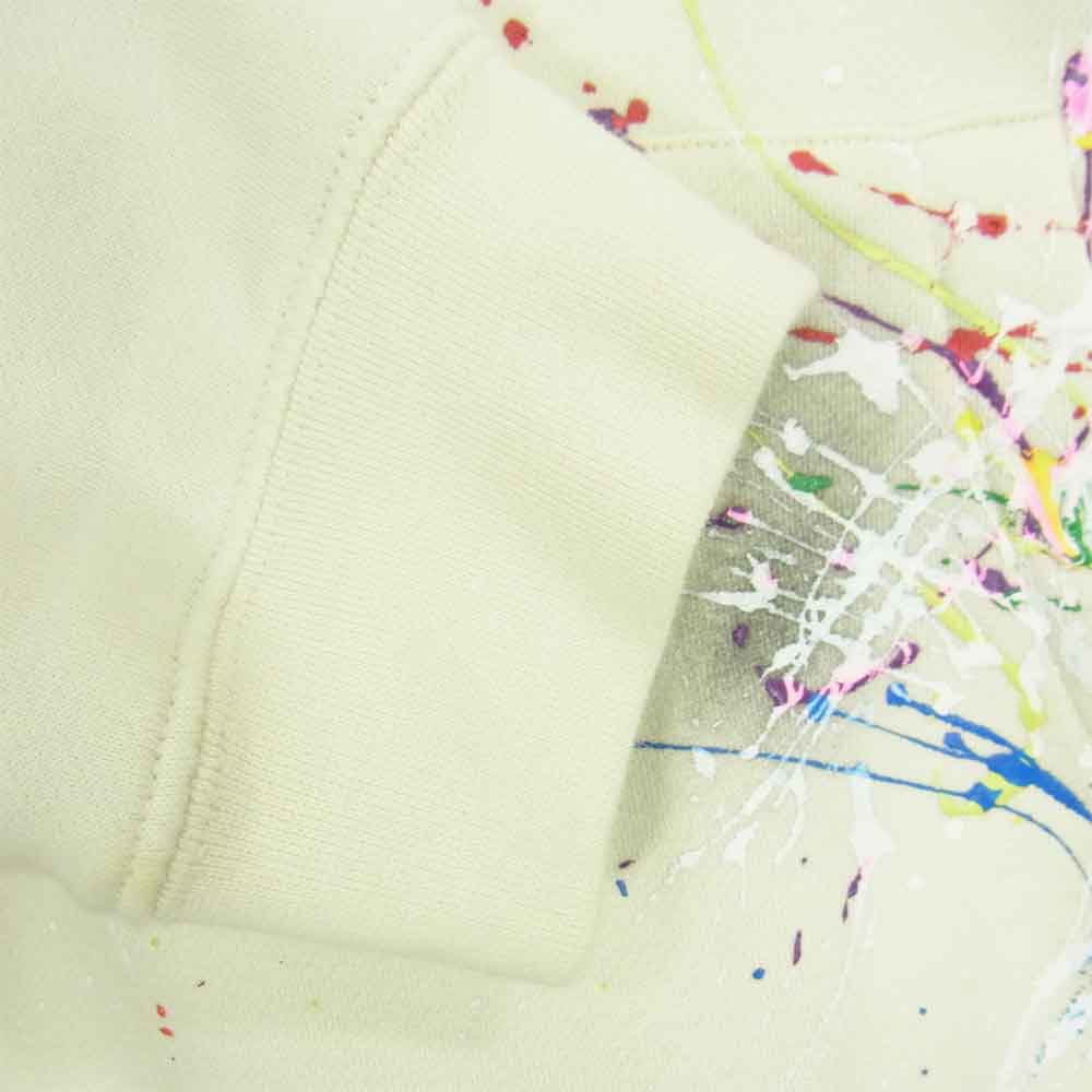 FEAR OF GOD フィアオブゴッド FOG ESSENTIALS × シアターエイト THEATER8 Remake Logo Hoodie エッセンシャルズ リメイク ペイント ロゴ パーカー オフホワイト系 L【中古】