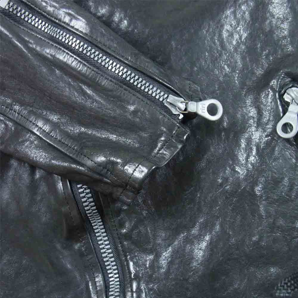 ISAMUKATAYAMA BACKLASH イサムカタヤマバックラッシュ 1254-02 イタリアン ダブル ショルダー 製品染め レザー ライダース ジャケット ブラック系 L【中古】