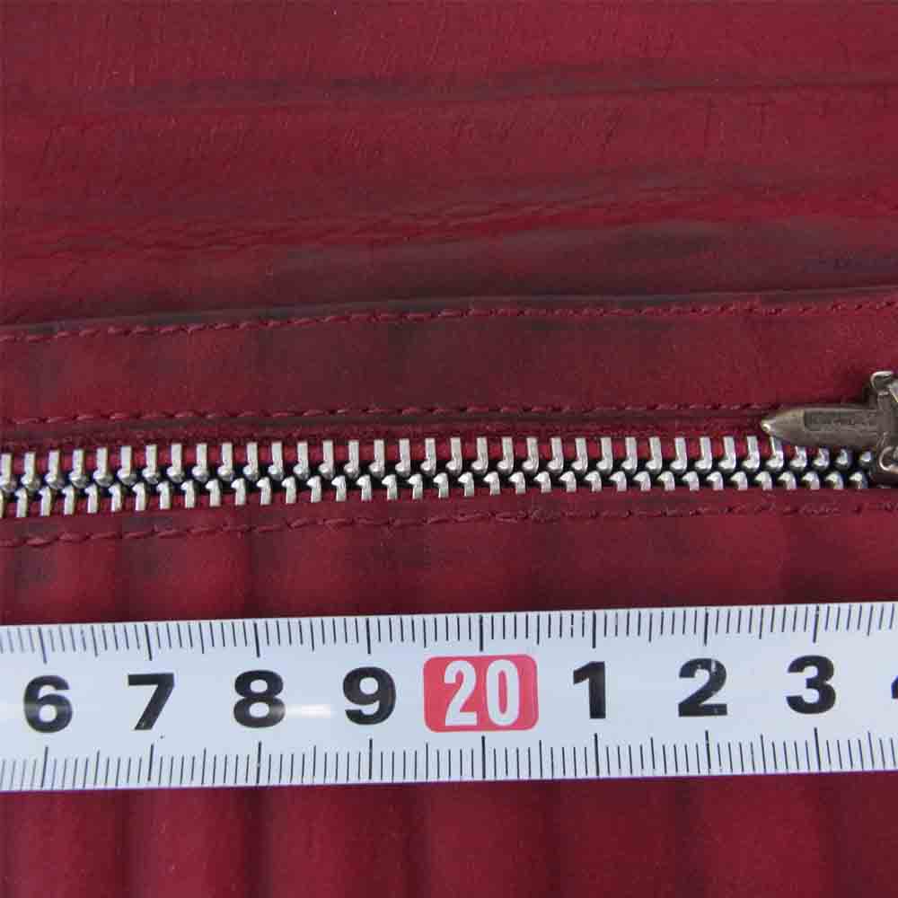 CHROME HEARTS クロムハーツ(原本有) WAVE ウェーブ クロスボールボタン レザー ウォレット ワインレッド系【中古】