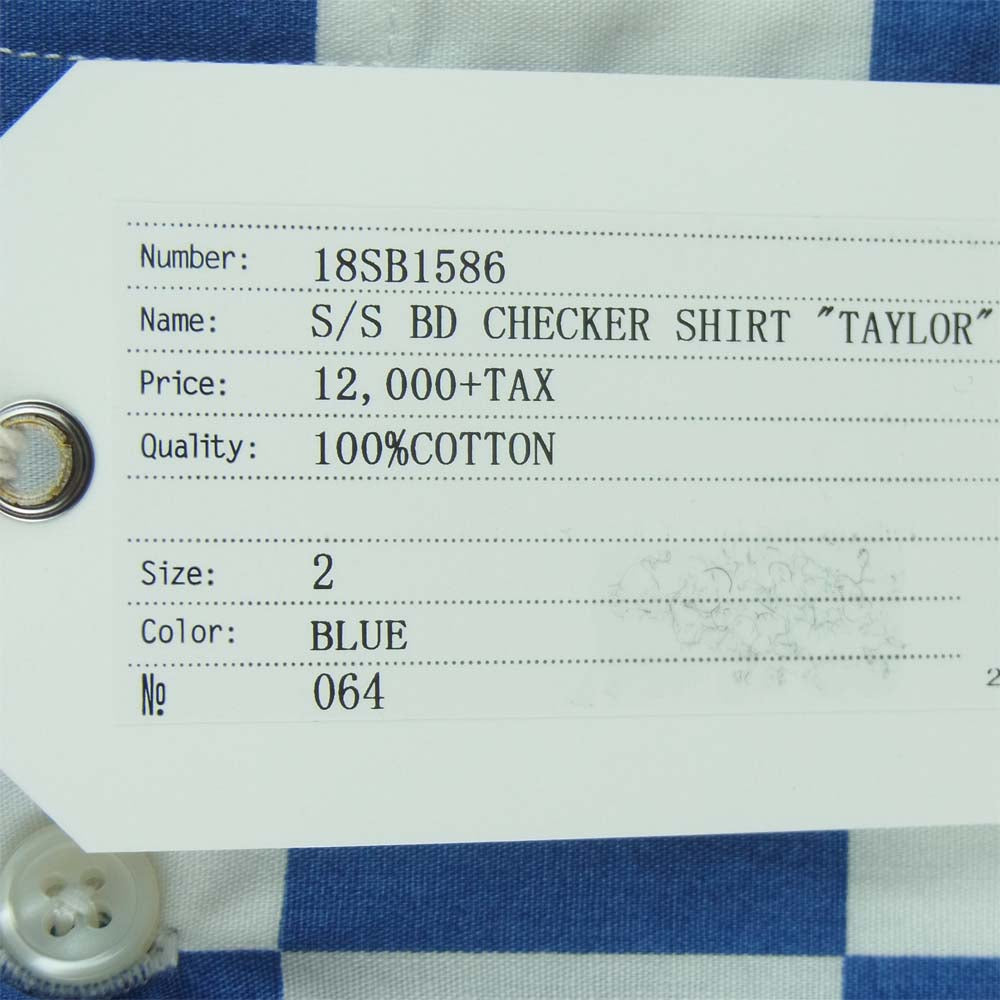 ベドウィン & ザ ハートブレイカーズ 18SB1586 BD CHECKER SHIRT TAYLOR チェッカー柄 半袖 シャツ ブルー系 2【新古品】【未使用】【中古】