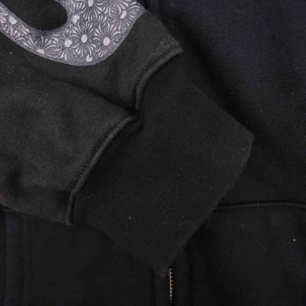 CHROME HEARTS クロムハーツ(原本無) USA製 ファイヤー パターン 裏サーマル ダガージップ CHプラス プリント パーカー ブラック系 M【中古】