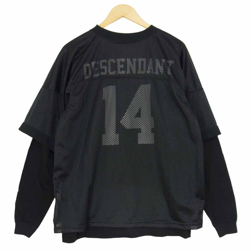 DESCENDANT ディセンダント 17AW 172ATDS-CSM01 SUBURBIA / LAYERED FOOTBALL TEE  フットボール Tシャツ ブラック系 M【極上美品】【中古】