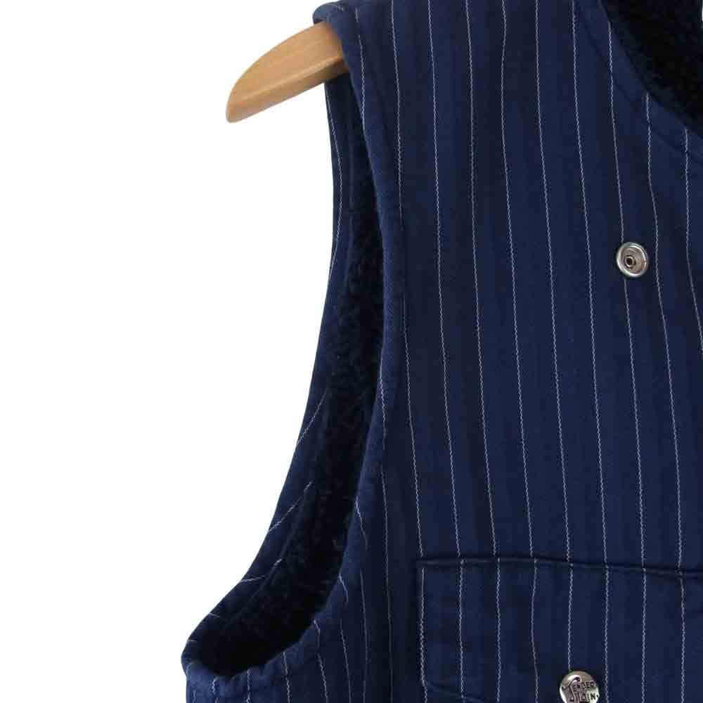 TENDERLOIN テンダーロイン T-VEST SO 裏ボア ストライプ ワーク ネイビー系 XS【中古】