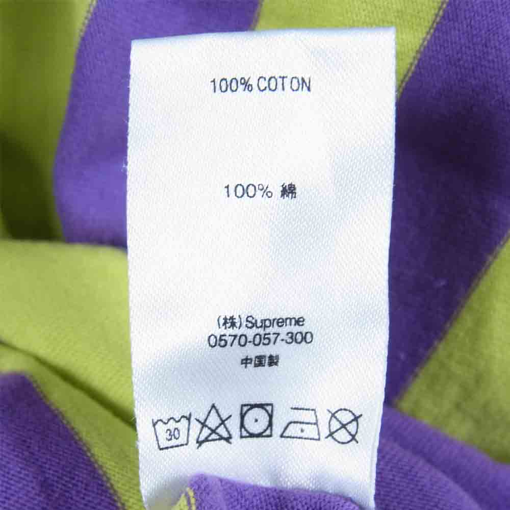 Supreme シュプリーム 18SS bar stripe tee ストライプ 半袖 Tシャツ グリーン×パープル系 M【中古】