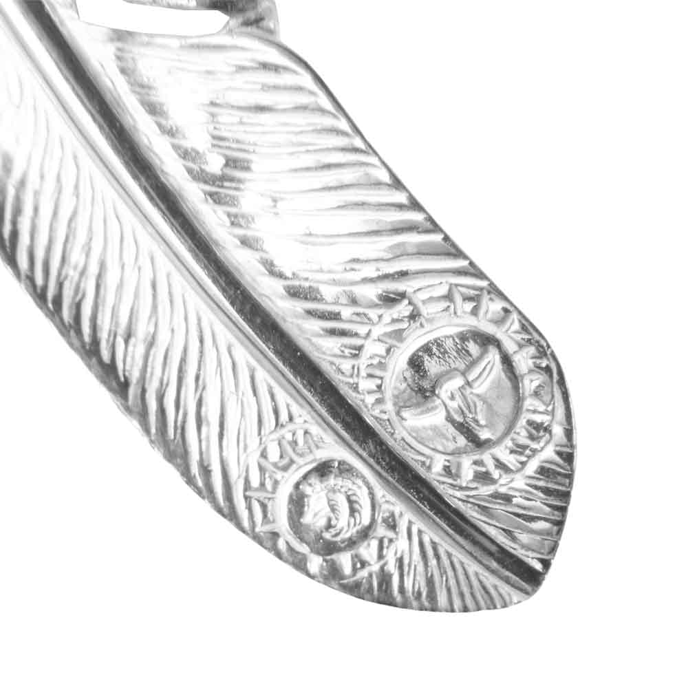 タディアンドキング SV フェザー ハート 金縄 ターコイズ 特大 右向き ペンダント トップ シルバー系【中古】