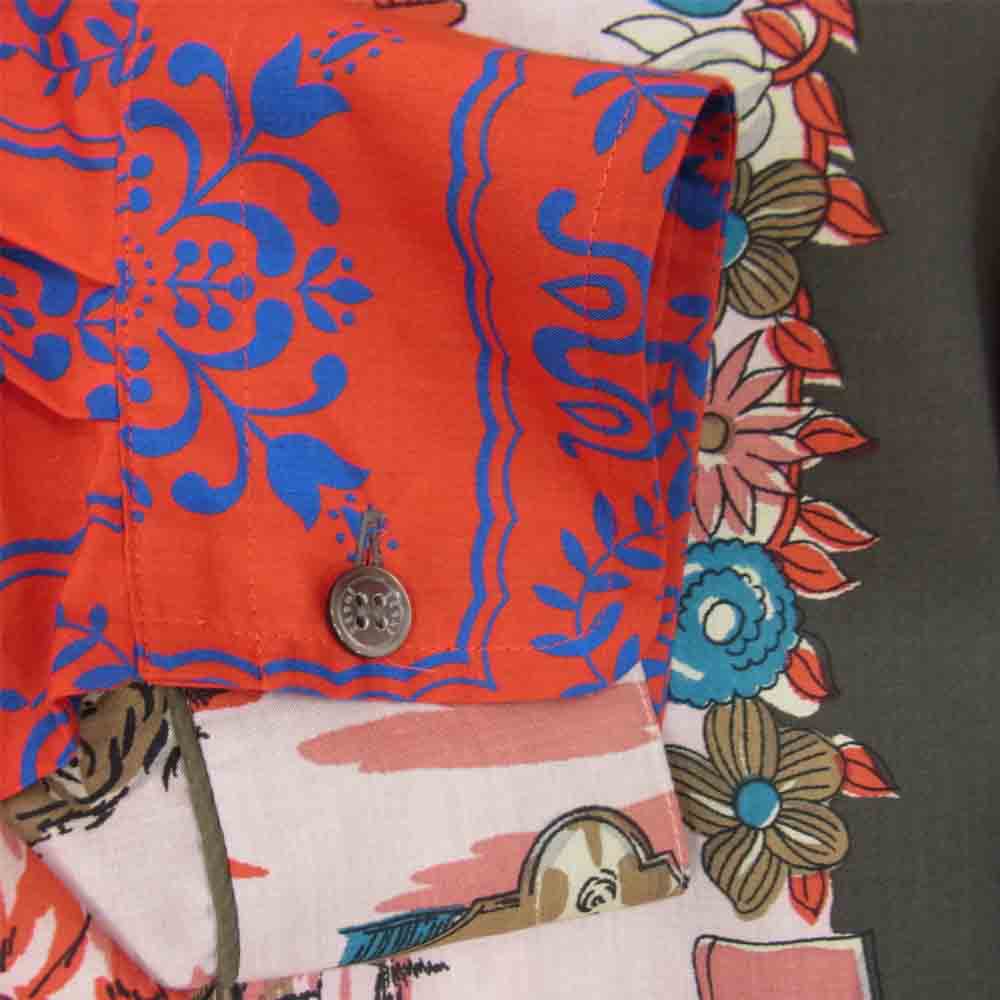 Sacai サカイ 21SS 21-02470M Archive Print Mix Shirt アーカイブ プリント ミックス オープンカラー シャツ 赤系 レッド系 2【美品】【中古】