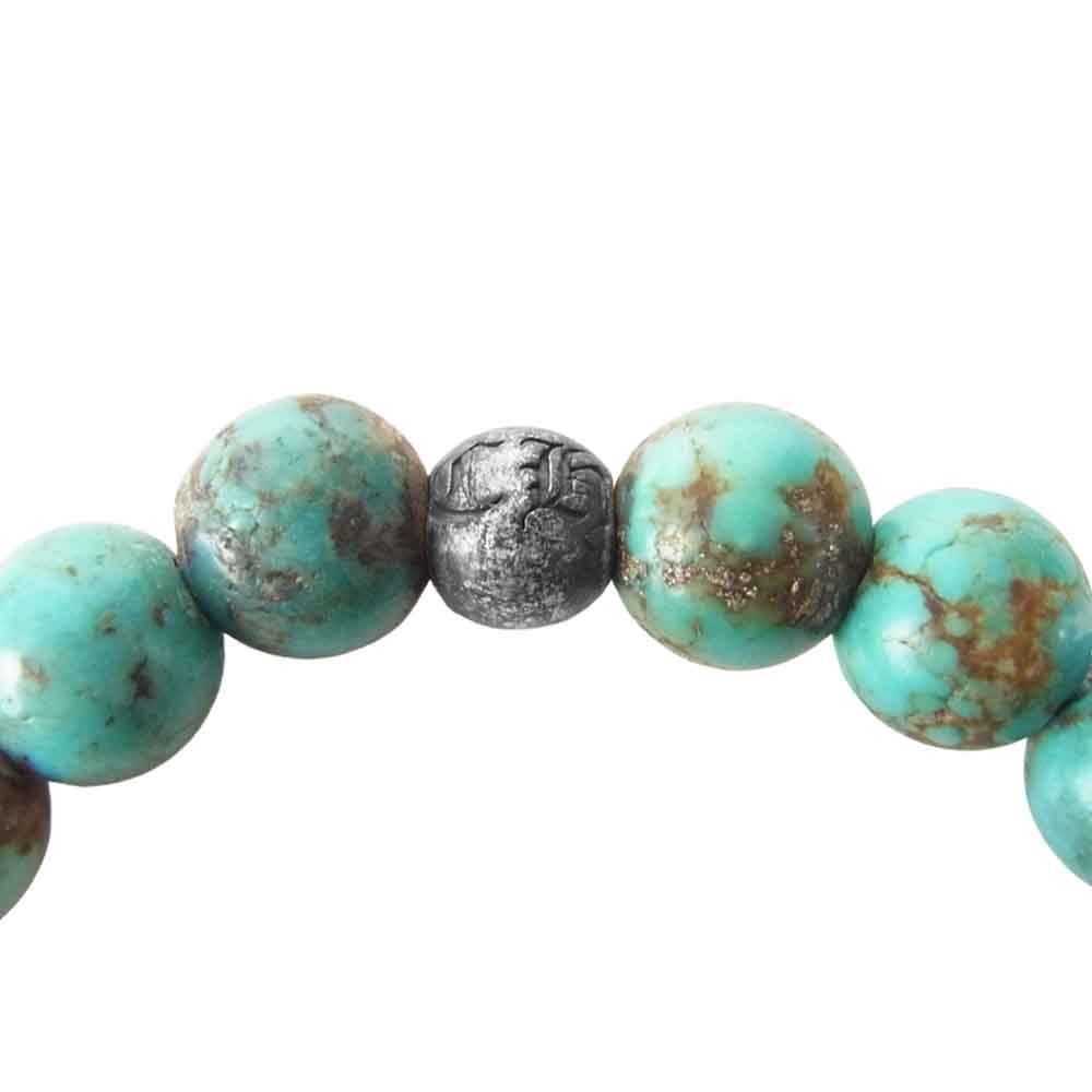 CHROME HEARTS クロムハーツ(原本無) BEAD 8mm クロスボール ブレスレット シルバー系 ターコイズブルー系【中古】