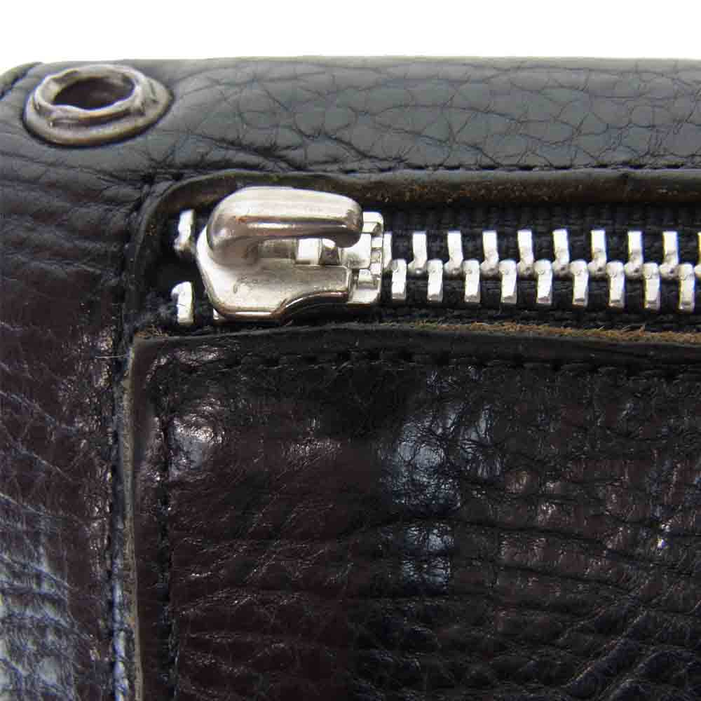 CHROME HEARTS クロムハーツ(原本有) WAVE CROSS BALL WALLET ウェーブ クロスボール ボタン レザー ウォレット ブラック系【中古】