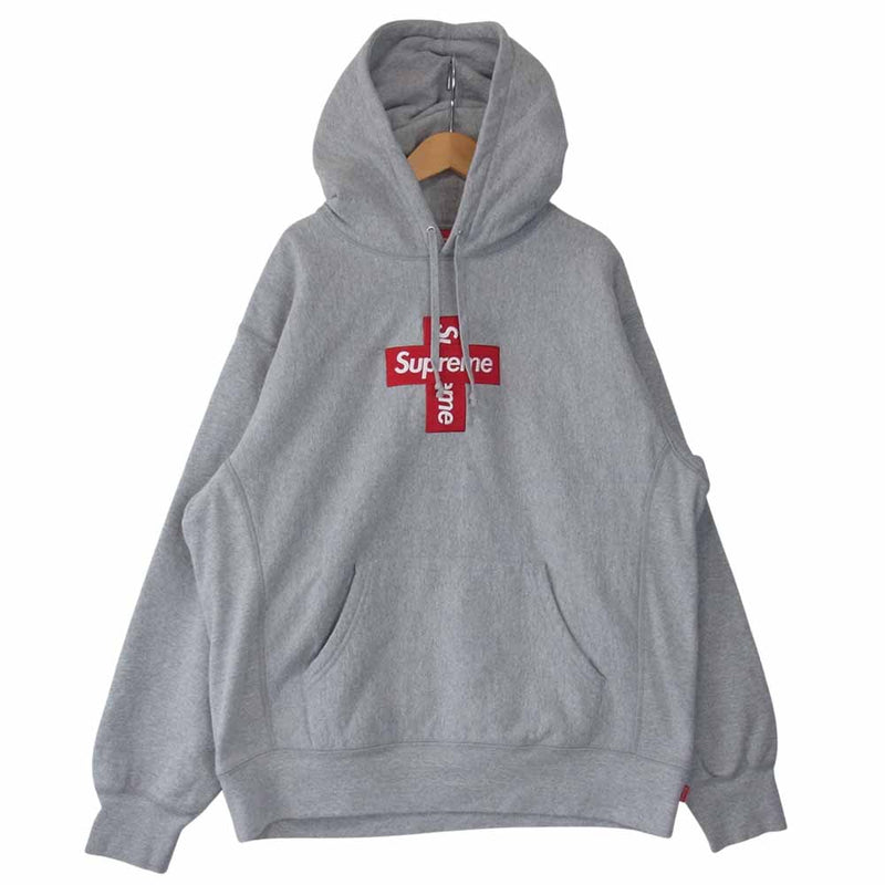 トップスSupreme box logo cross hooded Grey M