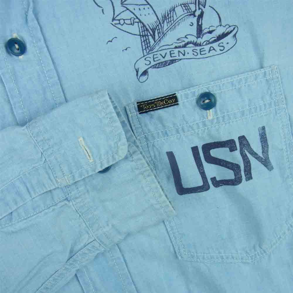 TOY'S McCOY トイズマッコイ McHILL マックヒル MILITARY USN FELIX CHAMBRAY SHIRT ミリタリー シャンブレー 長袖 シャツ インディゴブルー系 16【中古】