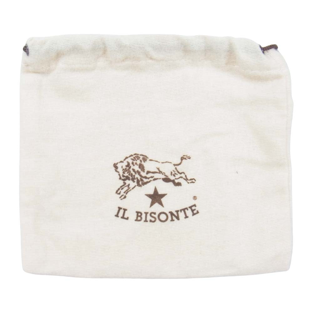 IL BISONTE イルビゾンテ レザー 二つ折り がま口 財布 イタリア製 ウォレット ブラック系【中古】